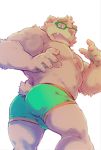 2020 absurd_res anthro bulge butt eyewear glasses heylaw21 hi_res humanoid_hands kemono male mammal nipples simple_background slightly_chubby solo tokyo_afterschool_summoners ursid video_games volos white_background 