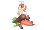  animal_ears ass blush bow breasts brown_eyes brown_hair bunny_ears bunnygirl camera headband leotard long_hair pantyhose ponytail shimashima08123 tail tokyo_exe_girls white 