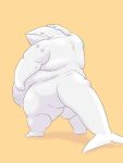  3:4 anthro belly belly_overhang big_belly cetacean hand_on_head hi_res looking_back love_handles male mammal marine nude obese obese_anthro obese_male overweight overweight_male rear_view solo standing thick_tail thick_thighs yo_bigbear 