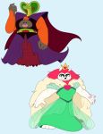  absurd_res anthro ape beauty_mark cape cartoon_network clothed clothing coby_(mao_mao) crossdressing crown dress felid fleshysack gown hair haplorhine hi_res king_snugglemagne_xxv lion male mammal mane mane_hair mao_mao:_heroes_of_pure_heart muscular muscular_male orangusnake orangutan pantherine primate reptile scalie snake tanner_(mao_mao) 