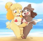  animal_crossing anthro balls beach big_penis bikini blush bodily_fluids bottomless breasts brother brother_and_sister brown_body brown_fur canid canine canis clothed clothing crossgender cum cumshot digby_(animal_crossing) domestic_dog duo ejaculation erection ftg_crossgender fti_crossgender fur genital_fluids genitals gynomorph hair intersex isabelle_(animal_crossing) male mammal nintendo nude open_mouth penis seaside shih_tzu sibling sister surprise swimwear thaasteo toy_dog video_games yellow_body yellow_fur 