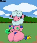  animal_humanoid anthro areola berry big_breasts big_butt breasts butt clothing cloud curvaceous curvy_figure female flaaffy food fruit fur hi_res huge_breasts huge_butt humanoid kouh legwear looking_at_viewer mammal mammal_humanoid multicolored_body multicolored_skin nintendo nipples pink_body pink_skin plant pok&eacute;mon pok&eacute;mon_(species) pok&eacute;morph shiny_pok&eacute;mon sky small_waist solo thick_thighs thigh_highs tree video_games voluptuous white_body white_fur wide_hips 