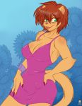  anthro avencri breasts cleavage clothed clothing dress elexis female mammal mustela mustelid musteline solo 