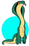  alpha_channel anthro black_body black_scales featureless_crotch forked_tongue green_body green_scales hi_res labial_pit long_arms long_neck male multicolored_body multicolored_scales nude orange_sclera pit_organ pupils reptile scales scalie simple_background slit_pupils snake snake_hood standing thick_tail three-quarter_view tongue tongue_out transparent_background trout_(artist) yellow_body yellow_scales 