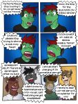  3:4 alligator alligatorid anthro asinus casey_ramser cervid chiropteran clothed clothing comic crocodilian dialogue diego_abel donkey english_text equid equine fully_clothed fuze gaming headphones hi_res jacques_(fuze) jorge_san_nicolas kenta_yamashita laugh male mammal playing_videogame reptile scalie suid suina sus_(pig) texnatsu text wild_boar yelling 