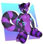  ambiguous_gender andromorph anthro cyanotic_epithelium female genitals hi_res humanoid intersex kneeling konomofu lemur mammal pinup pose primate pussy solo strepsirrhine 