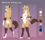  2020 anthro blue_eyes breasts butt chest_tuft color_swatch delilah_softpaws_(vorechestra) domestic_cat english_text felid feline felis female genitals gradient_background hair hands_on_hips hi_res mammal mature_female model_sheet nipples nude pussy ragdoll_cat simple_background solo text tuft vorechestra 