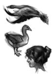  2017 anatid anseriform anserinae avian beak bird black_and_white black_eyes duck feathered_wings feathers female feral flying goose group hair human mammal membrane_(anatomy) monochrome open_mouth pimpartist simple_background sketch standing traditional_media_(artwork) webbed_feet white_background wings 