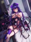  benghuai_xueyuan garter honkai_impact horns nipples no_bra nopan raiden_mei see_through tail tattoo thighhighs torn_clothes wings zombie-andy 