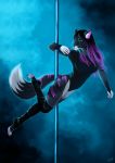  absurd_res alexandradane anthro dancing domestic_cat felid feline felis hair hi_res male mammal piercing pole pole_dancing purple_hair 