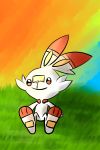  2:3 ambiguous_gender anthro detailed_background grass_field nintendo orange_sky outside pok&eacute;mon pok&eacute;mon_(species) scorbunny smile solo video_games wubzod 