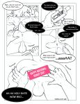  absurd_res anthro anus balls butt clothed clothing comic dragon duo english_text gaping gaping_anus genitals hi_res kaidzsu looking_back lube male male/male pants_down partially_clothed speech_bubble spread_butt spreading text url 