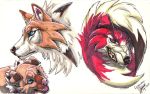  2017 ambiguous_gender black_nose blue_eyes brown_body brown_fur canid canine cheek_tuft facial_tuft fur hair headshot_portrait inner_ear_fluff lycanroc mammal midday_lycanroc midnight_lycanroc nintendo pink_nose pok&eacute;mon pok&eacute;mon_(species) portrait red_body red_eyes red_fur red_sclera rockruff sharp_teeth signature simple_background spikes teeth tongue tuft video_games whiskers white_background white_body white_fur yellow_teeth 