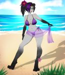  3_toes anthro beach bikini clothing female green_eyes hi_res mammal seaside solo swimwear toes tutifruti_(artist) ursid 