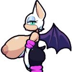  1:1 alpha_channel anthro areola big_breasts breasts butt chiropteran clothed clothing eyelashes female huge_breasts hyper hyper_breasts inverted_nipples mammal nipples nsfwoaf rouge_the_bat side_view simple_background solo sonic_the_hedgehog_(series) transparent_background wings 