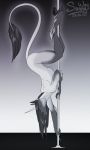  anthro dancing equid equine hi_res horn horse male mammal monochrome nude patreon_reward pinup pole pole_dancing pose slim solo sunny_way unicorn 