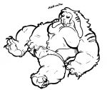  3_toes anthro barefoot blkmnstrr claws clothing demon grunting male monochrome monster muscularfloppy_ears pawpads pent_up seven skull_face solo toes underwear 