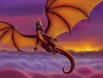  2020 activision blue_eyes claws cloud cynder digital_media_(artwork) dragon female feral flying horn komahu membrane_(anatomy) membranous_wings scales scalie solo spyro_the_dragon video_games western_dragon wings 