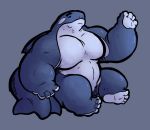  barazoku barefoot biceps blkmnstrr cetacean delphinoid gesture male mammal marine monster musclegut muscular muscular_male oceanic_dolphin orca simple_background solo thumbless toothed_whale waving 