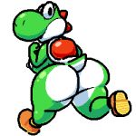  1:1 alpha_channel areola big_butt breasts butt clothing female footwear looking_back mario_bros nintendo nipples nsfwoaf shoes simple_background solo thick_thighs transparent_background video_games yoshi 