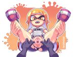  4:3 absurd_res animal_humanoid anus bike_shorts bottomwear cephalopod cephalopod_humanoid clothing female genitals hair hi_res humanoid inkling kaikoinu marine marine_humanoid mask mollusk mollusk_humanoid nintendo orange_hair presenting pussy shorts solo splatoon spread_legs spreading video_games 