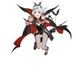  1girl alternate_costume asymmetrical_bangs bangs bat_hair_ornament black_footwear black_legwear black_nails breasts cancer_(zjcconan) cape detached_sleeves fangs full_body girls_frontline gun h&amp;k_psg1 hair_ornament halloween halloween_costume jack-o&#039;-lantern long_hair looking_at_viewer medium_breasts official_art open_mouth pantyhose ponytail pouch psg-1_(girls_frontline) rifle scope sidelocks sniper_rifle solo strap transparent_background vampire vampire_costume weapon 