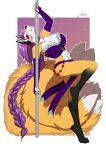  2020 4_toes 5_fingers amur anthro canid canine clothed clothing digital_media_(artwork) female fingers fox fur hair hi_res mammal multi_tail orange_body orange_fur purple_hair solo standing toes white_body white_fur 