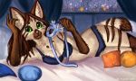  2020 bra brown_hair clothing digital_media_(artwork) domestic_cat felid feline felis flashw fur green_eyes hair mammal panties pink_nose smile tan_body tan_fur underwear 