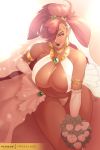  absurd_res big_breasts bouquet breasts breath_of_the_wild cleavage clothed clothing ear_piercing ear_ring female freeglass gerudo hair hair_over_eye hi_res humanoid humanoid_pointy_ears jewelry necklace nintendo not_furry one_eye_obstructed piercing red_hair solo the_legend_of_zelda urbosa video_games wedding_veil 