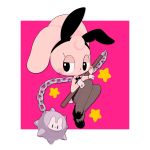  1:1 anthro band-aid bandage blush bonnie_(pulp) bunny_costume clothing costume female fur hi_res lagomorph leporid looking_at_viewer mammal pink_body pink_fur pulp_(artist) rabbit simple_background solo weapon 