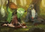  anal anal_penetration anthro bassenji being_watched camping cervid dragon forest genitals grin group looking_at_another male male/male mammal masturbation penetration pinned pinned_to_floor rufusdurr sergal smile tongue tongue_out tree waiting 