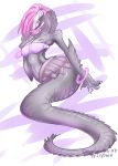  absurd_res anthro bone breasts claws clothed clothing fangs female grey_body hair hi_res king_kong_(series) open_mouth pink_hair simple_background skull skullcrawler solo vipery-07 white_background yellow_eyes 