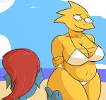 alphys anthro beach belly big_breasts bikini blue_body blue_scales blush breasts buckteeth chubby_female cleavage clothed clothing curvy_figure davidsanchan detailed_background duo embarrassed english_text eyewear female female_focus fin fish gesture glasses hair hands_behind_back head_fin holding_arm looking_away marine navel non-mammal_breasts outside ponytail public red_hair reptile scales scalie seaside signature slightly_chubby smile solo_focus standing swimwear teeth text thick_thighs three-quarter_view thumbs_up undertale undyne video_games voluptuous wide_hips yellow_body yellow_scales 