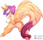  anthro anthrofied anus blush breasts butt canid canine claws fangs female fennec fluffy fluffy_tail fox fur genitals hair hi_res mammal multicolored_body multicolored_fur nipples open_mouth open_smile orange_body orange_fur pink_eyes purple_body purple_fur purple_hair pussy simple_background smile solo text two_tone_body two_tone_fur url vipery-07 white_background white_body white_fur 