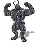  2020 abs anthro asgore_dreemurr balls biceps bovid bulge caprine clothing eyewear flexing gas_mask genitals goat goggles hi_res horn hyenaface long_ears male mammal mask nipples pecs rubber rubber_suit solo standing submissive submissive_male undertale vein video_games 