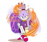  anthro blaze_the_cat clothed clothing domestic_cat eyelashes felid feline felis female fire footwear forehead_gem fur limehazard looking_at_viewer mammal shoes solo sonic_the_hedgehog_(series) standing yellow_eyes 