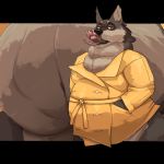  1800000burn 1:1 anthro belly canid canine canis domestic_dog hi_res male mammal neck_bulge overweight paws soft_vore solo vore 