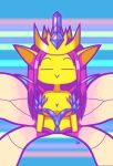  breasts crown empress_of_light eyes_closed female hi_res humanoid humanoid_pointy_ears neithr not_furry solo terraria wings yellow_body 