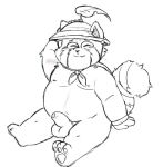  2020 anthro balls belly blush clothing genitals hat headgear headwear league_of_legends male moobs nipples overweight overweight_male penis riot_games shyybuchi simple_background sitting solo teemo_(lol) video_games white_background yordle 