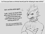 2024 accent amped_toxtricity angry anthro black_and_white collar crossed_arms dabelette dialogue digital_drawing_(artwork) digital_media_(artwork) ear_piercing english_text front_view generation_8_pokemon humor male monochrome nintendo nude open_mouth piercing pokemon pokemon_(species) profanity q&amp;a question_mark scottish_accent sketch solo spiked_collar spikes teeth text toxtricity