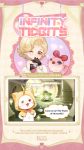  1girl 3others black_gloves blonde_hair brown_eyes croaker_(infinity_nikki) dreamy_glimmer_(infinity_nikki) english_text fish frog gloves highres infinity_nikki momo_(nikki) multiple_others nikki_(nikki) nikki_(series) official_art one_eye_closed open_mouth speech_bubble 