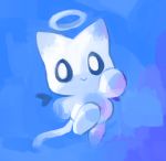  2020 :&gt; ambiguous_gender astr05 blue_and_white blue_background chao_(sonic) felid feline halo hero_chao mammal monochrome simple_background solo sonic_the_hedgehog_(series) white_body white_skin 