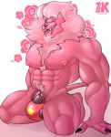  2019 abs anthro anthrofied balls barely_contained bodily_fluids cartoon_network chest_tuft claws clothed clothing drooling felid flower genitals hi_res kneeling lion lion_(steven_universe) male mammal mane muscular muscular_anthro muscular_male navel nipples open_mouth pantherine pecs penis pink_body plant pubes rose_(flower) saliva saliva_string signature simple_background solo star steven_universe teeth thong tongue tongue_out topless topless_male tuft underwear vein veiny_arms veiny_muscles veiny_penis white_background zcik 