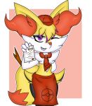  absurd_res anthro apron braixen clothing darkbraixen hat headgear headwear hi_res male nintendo pok&eacute;mon pok&eacute;mon_(species) pokemon_cafe_mix smile solo stick video_games 