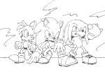  2020 anthro black_and_white canid canine clenched_teeth clothing echidna eulipotyphlan fist footwear fox gloves grin group handwear hedgehog knuckles_the_echidna kohane01 male mammal miles_prower monochrome monotreme shoes smile sonic_the_hedgehog sonic_the_hedgehog_(series) standing teeth 