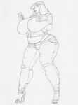  anthro big_breasts big_butt bottomwear bovid breasts butt caprine clothed clothing ear_piercing female footwear fur goat hi_res high_heels hoodie horn huge_breasts krocialblack lipstick long_ears makeup mammal mature_female phone piercing shoes slightly_chubby smile solo thick_thighs topwear toriel undertale video_games white_body white_fur 