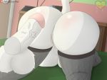  4:3 absurd_res anthro ass_up balls butt clothing duo erection female fur genitals hi_res hybrid legwear looking_at_viewer male male/female pawronica pawronica_(fursona) penis pussy tights xenonfox_(fursona) 