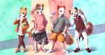  absurd_res canid canine canis domestic_cat felid feline felis group hi_res humanoid male mammal unknown_artist wolf x1aoyaoya 