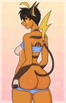  2020 anthro black_hair blue_eyes breasts butt clothed clothing clothing_lift faraday_(fluff-kevlar) female hair jimmuarts looking_at_viewer looking_back nintendo nipples panties panties_down partially_clothed pok&eacute;mon pok&eacute;mon_(species) raichu rear_view shirt shirt_lift short_hair side_boob solo topwear tube_top underwear undressing video_games 
