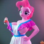  1:1 2020 3d_(artwork) anthro anthrofied apron apron_only bedroom_eyes big_breasts blender_(software) blue_eyes blue_nails breasts cleavage clothed clothing colored_nails digital_media_(artwork) equid equine female food food_fetish food_play forsaken_(artist) friendship_is_magic grey_background hand_on_hip hasbro hi_res horse huge_breasts looking_at_viewer mammal mostly_nude my_little_pony nails narrowed_eyes pinkie_pie_(mlp) pony seductive simple_background solo under_boob whipped_cream 